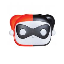 Funko Pop-Harley Quinn Maske für Erwachsene rot-schwarz-weiß - Thema: Filmstars + Promis - Grau, Weiss - Größe Einheitsgröße