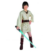 Star Wars Kinder Jedi-Kostüm Obi-Wan Kenobi mit Lichtschwert - Thema: Filmstars + Promis - Grau, Weiss - Größe 104/116 (5-6 Jahre)