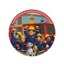 8 Pappteller Feuerwehrmann Sam 23 cm - Thema: Filmstars + Promis - Multicolore