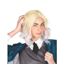 Gewellte Longbob Perücke blond mit blau-rosa Strähnen für Damen - Thema: Horror + Zauberei - Blau - Größe Einheitsgröße