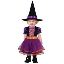 Hexenkostüm für Babys 2-teilig lila-orange-schwarz - Thema: Gesamte Auswahl Halloween - Schwarz - Größe 86/92 (18-24 Monate)