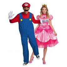 Paarkostüm Super Mario und Peach Erwachsene - Thema: Filmstars + Promis - Blau - Größe Einheitsgröße
