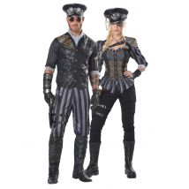 Steampunk Kapitän und Offizierin Paarkostüm - Thema: Steampunk - Schwarz - Größe Einheitsgröße