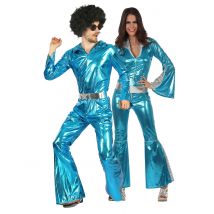 Paarkostüm Disco Tänzer und Tänzerin blau - Thema: Disco (70er) - Blau - Größe Einheitsgröße