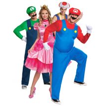 Super Mario Gruppenkostüm Erwachsene - Thema: Filmstars + Promis - Blau - Größe Einheitsgröße