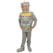 Roboter-Kostüm für Kinder - Thema: Horror + Zauberei - Grau, Silber - Größe 92/104 (3-4 Jahre)