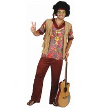 Disfraz de hippie para hombre tonos cafés