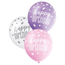 6 Globos círculo Happy Birthday