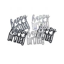 Confetis gris/negro Happy Birthday