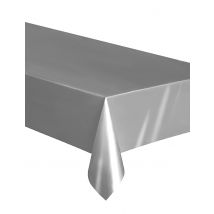 Mantel rectangular de plástico plateado 137 x 274 cm