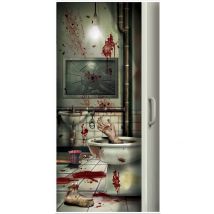 Decoración para puerta cuarto de baño con sangre Halloween