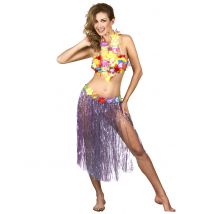 Falda hawaiana rosa adulto