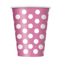 6 vasos de lunares rosas y blancos de 354 ml