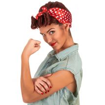 Peluca retro castaña pañuelo mujer