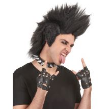 Peluca punk negra para hombre