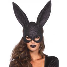 Máscara conejo negro brillante adulto