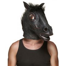 Máscara cabeza caballo negro látex adulto