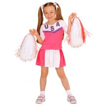 Disfraz animadora rosa y blanco niña