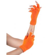 Mitones cortos naranja fluorescente adulto