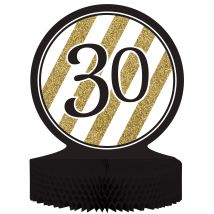 Centro de mesa 30 años negro y dorado