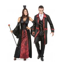 Disfraz de pareja vampiro rojo y negro Halloween