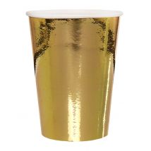 10 vasos de cartón metalizado dorado de 25 cl