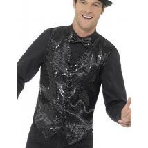 Chaleco negro con lentejuelas adulto