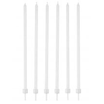 16 Velas blancas finas con soporte 12 cm
