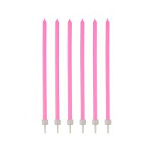 16 Velas rosas finas con soportes 12 cm