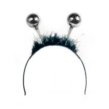 Diadema plateado y negro con bolas disco