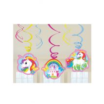 6 Decoraciones colgantes espiral Unicornio