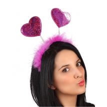 Diadema de corazones con purpurina - adulto
