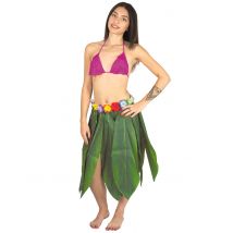 Falda larga hawaiana hojas verdes adulto