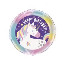 Globo aluminio Happy Birthday unicornio 45 cm