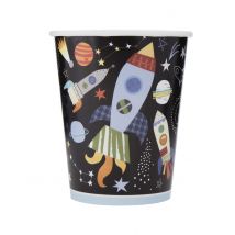 8 Vasos de cartón universo negro 266 ml