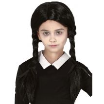 Peluca negra con coletas de niña