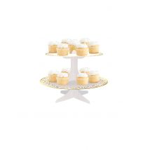 Base para cupcakes de cartón blanca y dorada