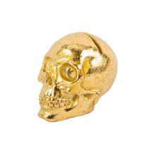 2 marcasitios de calavera de resina dorada 4 x 3,5 cm