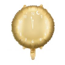 Globo metalizado dorado en forma de reloj