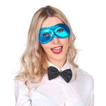 Metallinhohtoinen Sininen Puolinaamio Aikuisille - Sininen - Ainutlaatuinen Koko