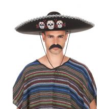 Aikuisten Musta Sombrero Hopeanvärisillä Yksityiskohdilla - Dia De Los Muertos - Musta - Ainutlaatuinen Koko