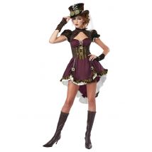 Steampunk Bordeaux-naamiaisasu Aikuisille - Punainen - S