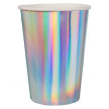 10 Sateenkaaren hohtoista pahvimukia 7,8x 9,7 cm