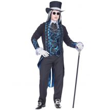 Sininen Viktoriaaninen Vampyyrin Naamiaisasu Miehelle - Musta - S