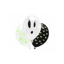 3 Neonväristä Halloween-lateksipalloa 27 Cm - Musta - Ainutlaatuinen Koko