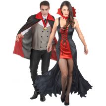 Aikuisten Punainen Verinen Vampyyri-asu Halloween Pariskunnille - Musta - Ainutlaatuinen Koko