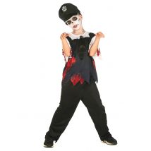 Mustavalkoinen Zombie-poliisin Naamiaisasu Lapsille - Musta - L 10-12 vuotta (130-140 cm)