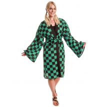 Aikuisten Ruudullinen Manga-kimono-asu - Musta - S