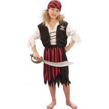 Costume Pirata Bandana A Righe Bambina - Pirati - Nero - S 4-6 anni (110-120 cm)