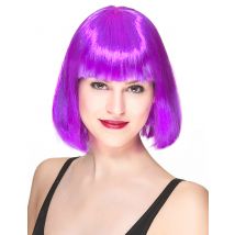Parrucca Caschetto Media Lunghezza Viola Donna - Umorismo - Fluo - Taglia Unica